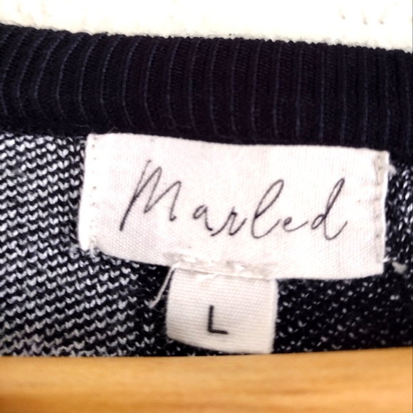 Marled Black And White Checkered Crewneck Pullover Sweater - Picture 5 of 6